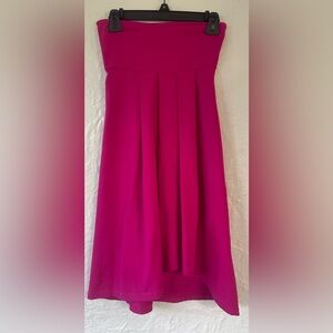 Susana Monaco high/low hot pink, strapless dress with pleated bottom; size XS